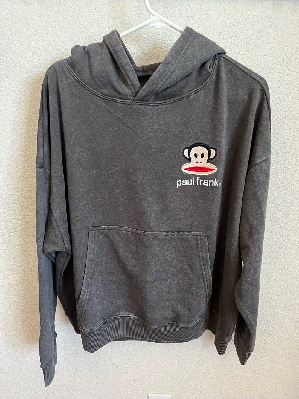 NWT Women's XL Paul Frank Julius the Monkey Acid Wash Gray Hoodie